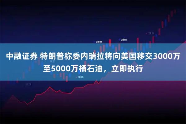 中融证券 特朗普称委内瑞拉将向美国移交3000万至5000万桶石油，立即执行